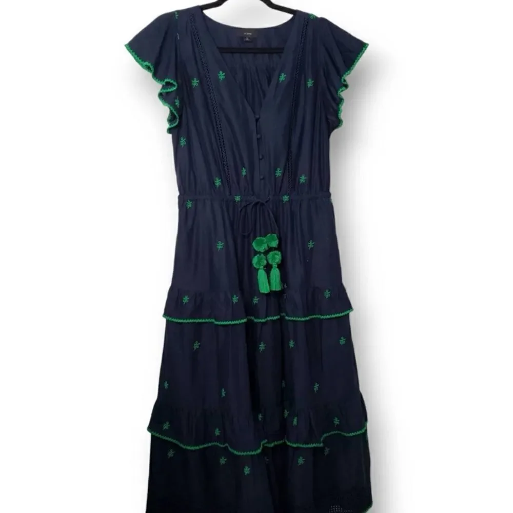 J.Crew Embroidered Midi Dress In Cotton Voile Size 10 / Néw No Tags